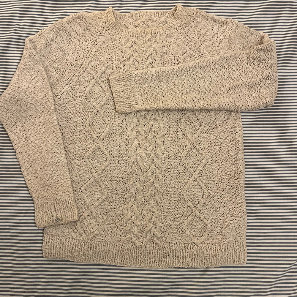 Beige Cable Knit Sweater